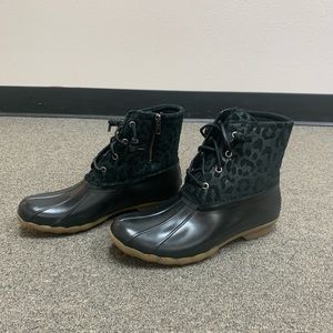 Sperry Saltwater Cheetah boots. Black Size 10. Never worn